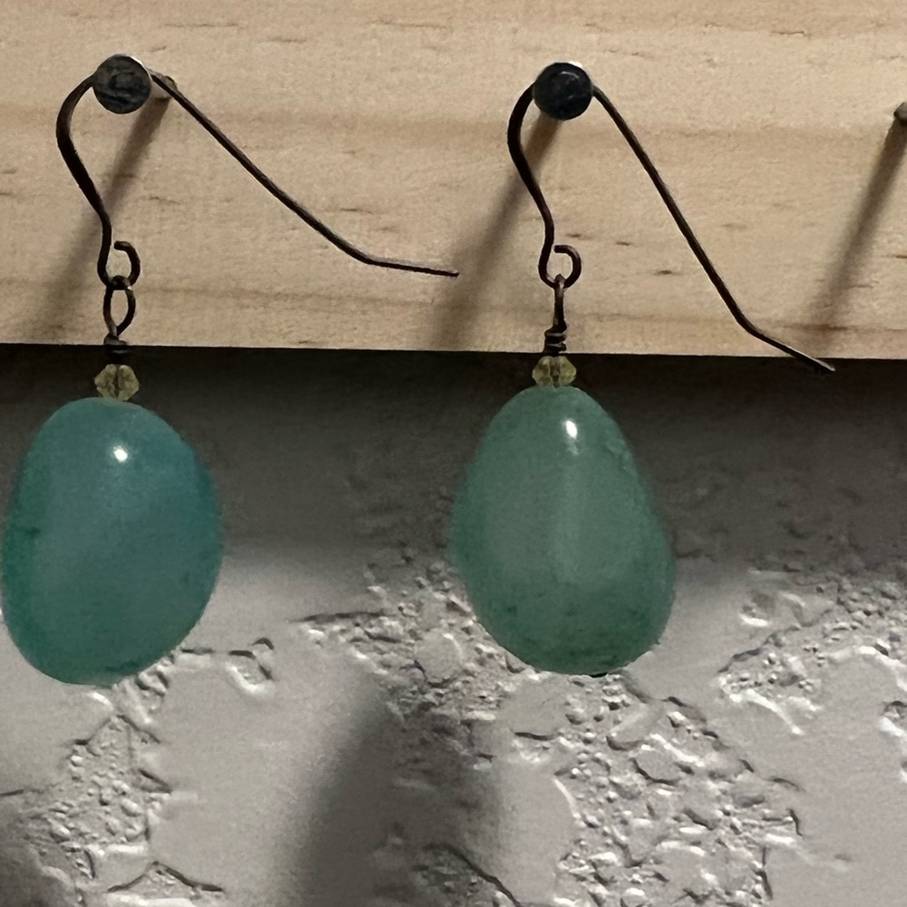 Adventrine and citrine . Earrings . Authentic semi-precious stones